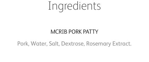 McDonald's McRib sandwich ingredients