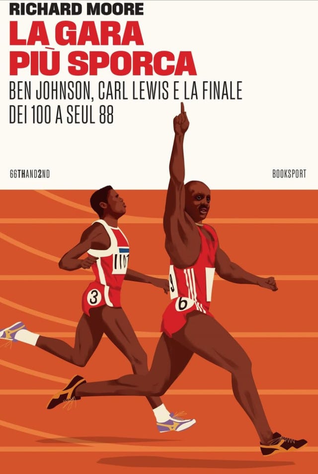 book cover featuring two sprinters competing in a race