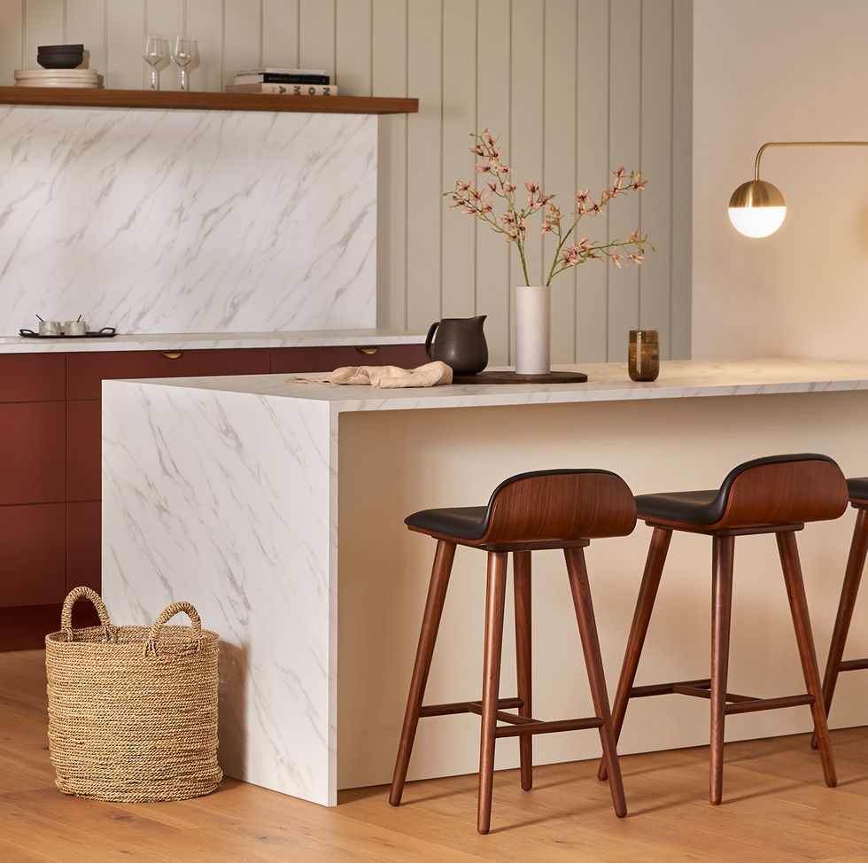 kitchen with stools