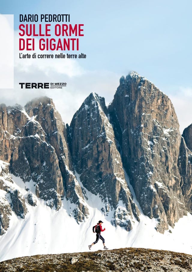 book cover featuring a person running in a mountainous terrain