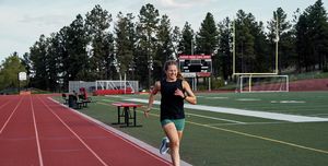 woman Face running on track