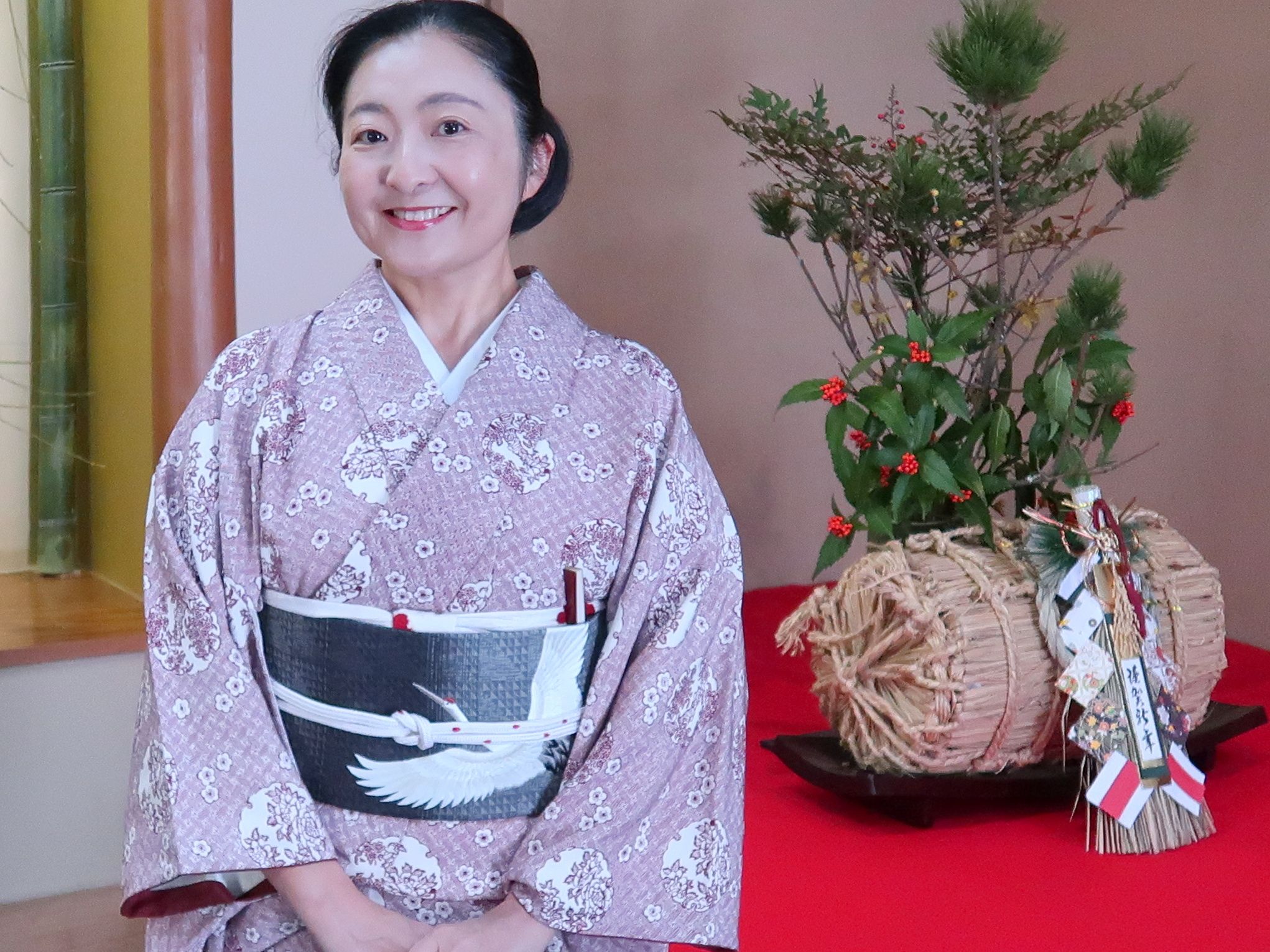 朝香沙都子の着物ダイアリー ｜新春を寿ぐ鶴文様