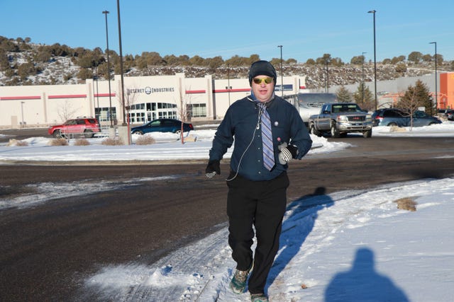 Snow, Winter, Sky, Freezing, Urban area, Standing, Pedestrian, Asphalt, Road, Jacket, 