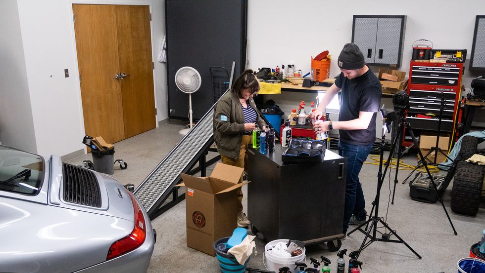 behind the scenes of car and driver's car wash kit testing