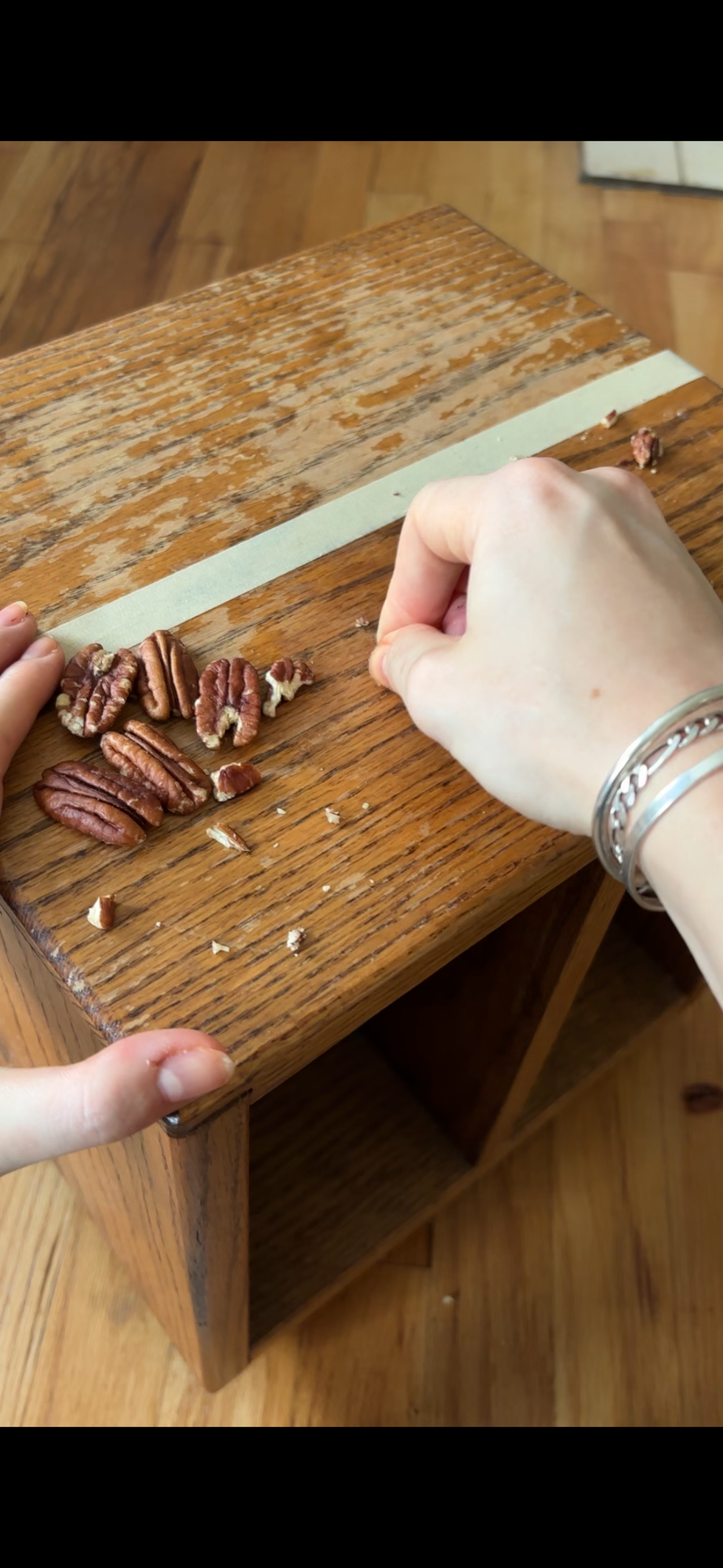 pecans on wood table