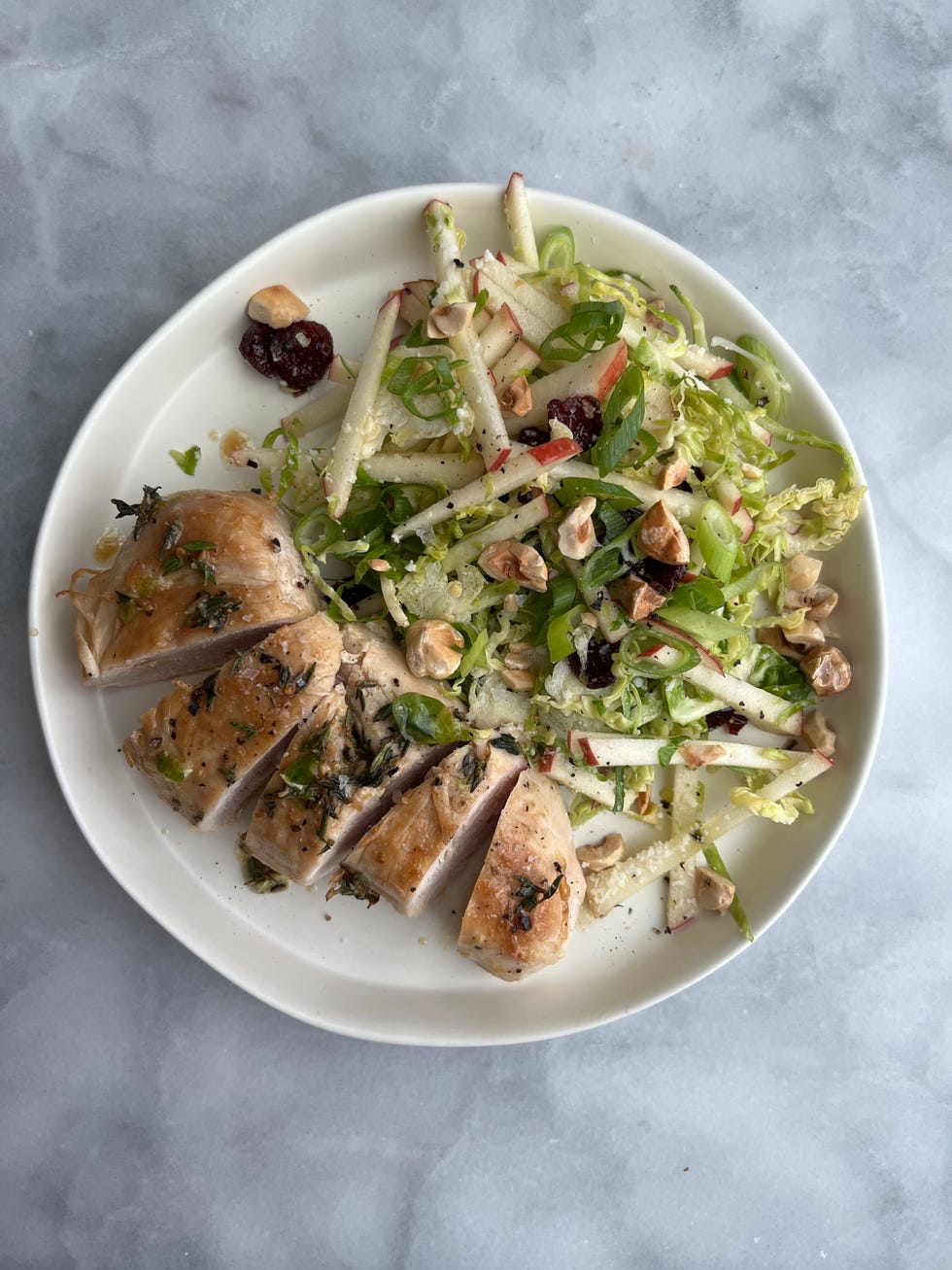 lemonthyme chicken with brussels sprout salad