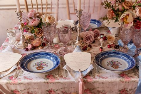 Pink, Teacup, Textile, Tableware, Table, Porcelain, Centrepiece, Cut flowers, Food, Cup, 