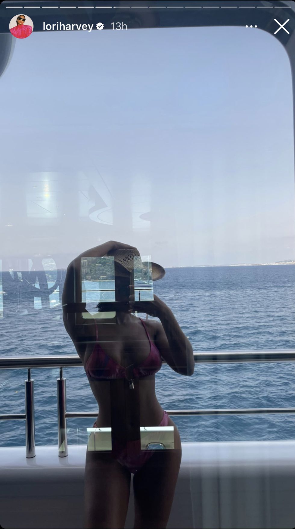 Lori Harvey Has a Boat Day in a Hot Pink String Bikini with