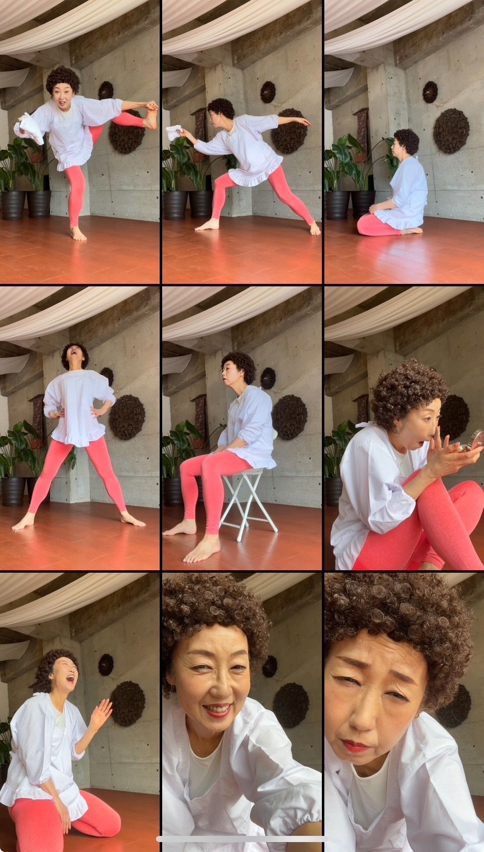 a collage of a girl doing a yoga pose