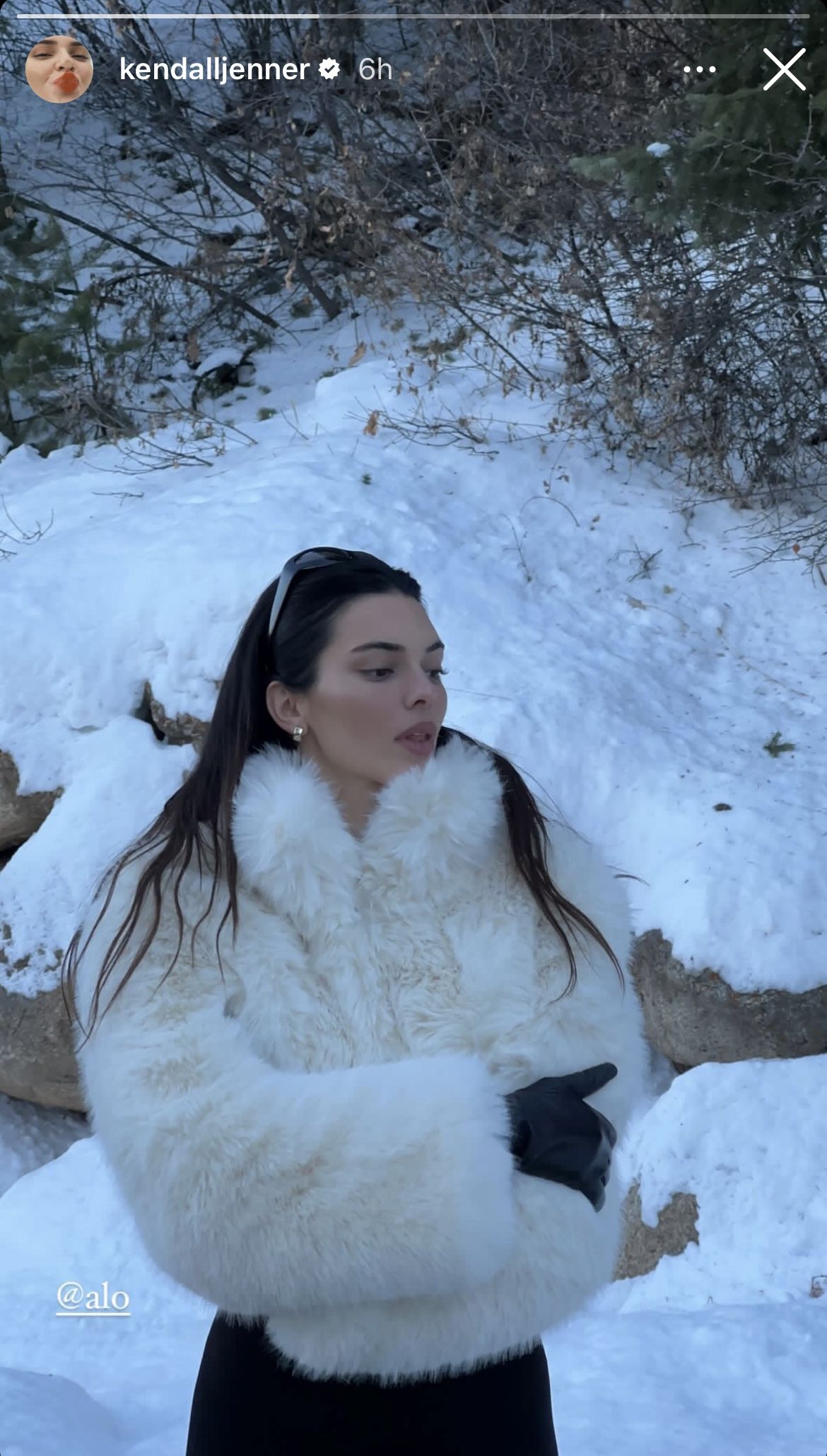 Kendall Jenner: White Faux Fur Jacket