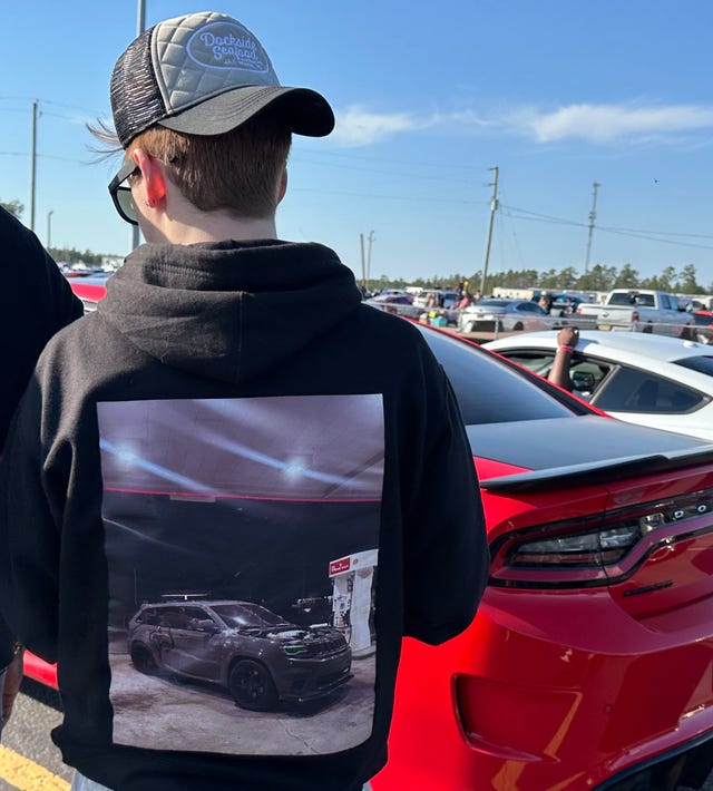 sweatshirt with photo of jeep trackhawk