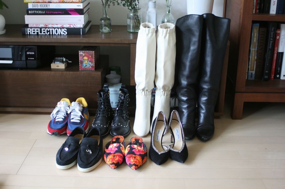 Footwear, Shoe, Riding boot, Boot, Room, Collection, Jeans, Child, Toy, Shelf, 