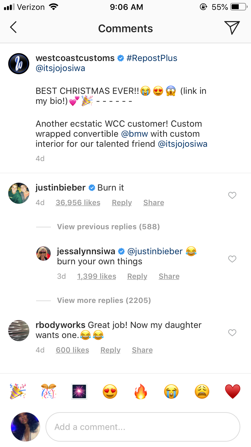 Justin Bieber Sorry for Telling JoJo Siwa to Set Car on Fire