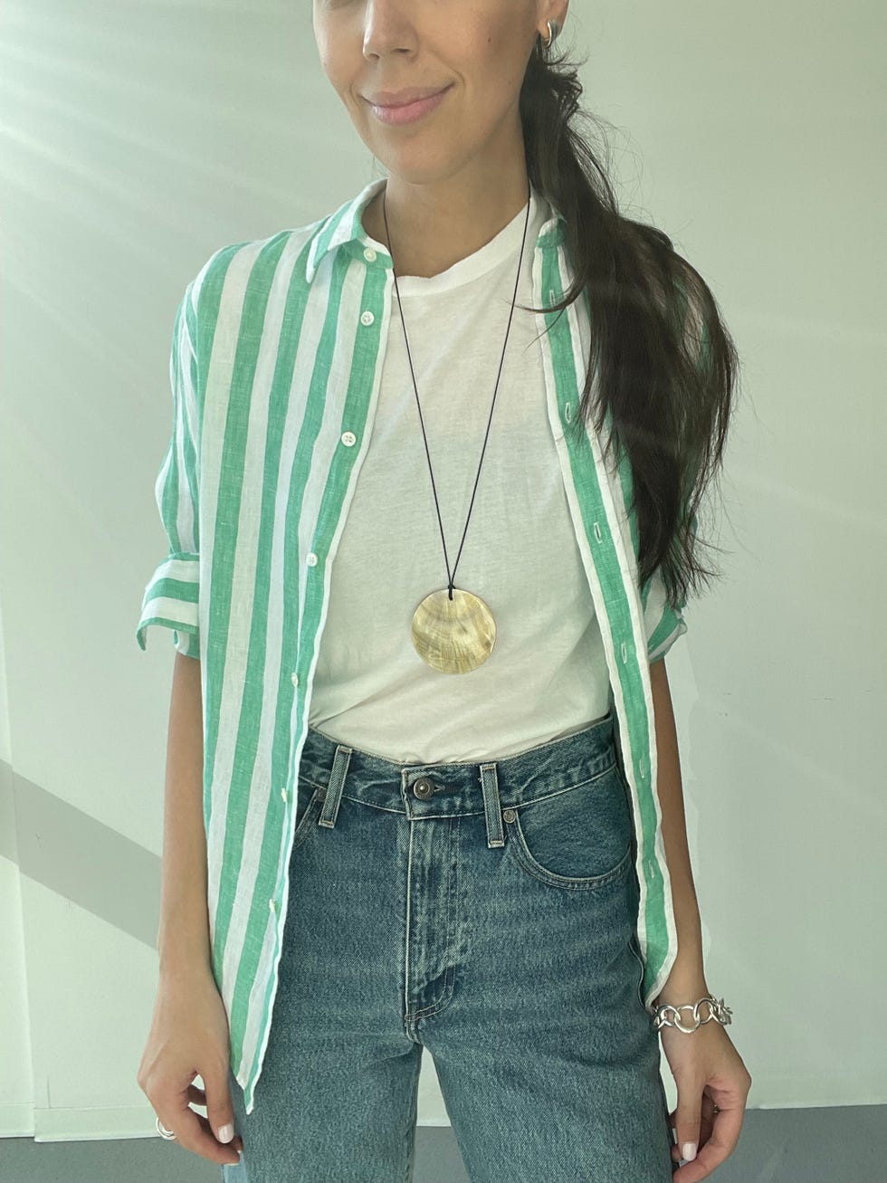 woman with striped shirt