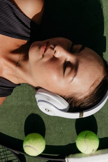 woman with headphones