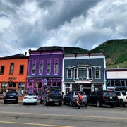 cars of a mountain town