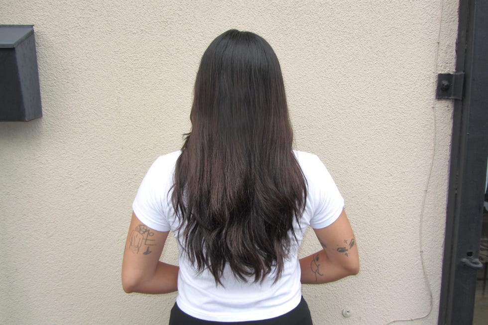 Leahs haar voor het steil stylen