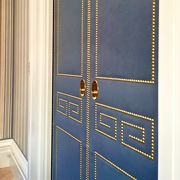blue upholstered doors