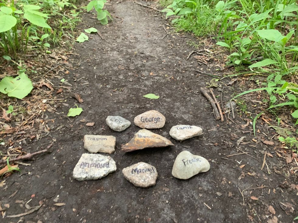 joe mcconaughy carried eight stones with him with the names of black victims of police brutality