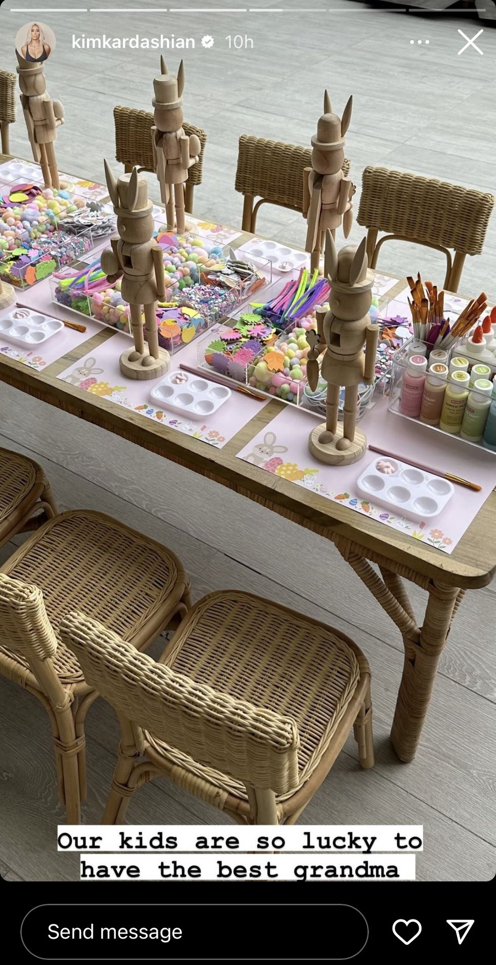 a table with chairs and a table with objects on it