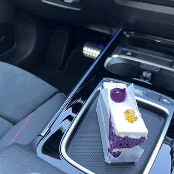a cake in a car