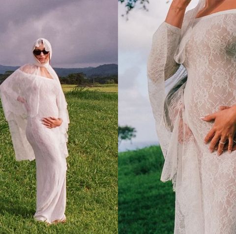 小賈斯汀ig宣布老婆海莉懷孕！海莉披蕾絲白紗曬六個月孕肚 紀念婚紗照禮服來自這品牌