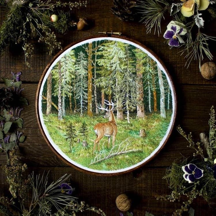 森林帶著走！立陶宛藝術家jūra gric用針線打造精緻森林系刺繡