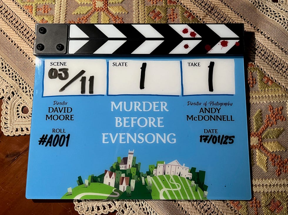 clapperboard labeled for a film production