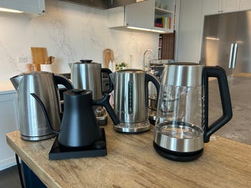tea kettles on a countertop
