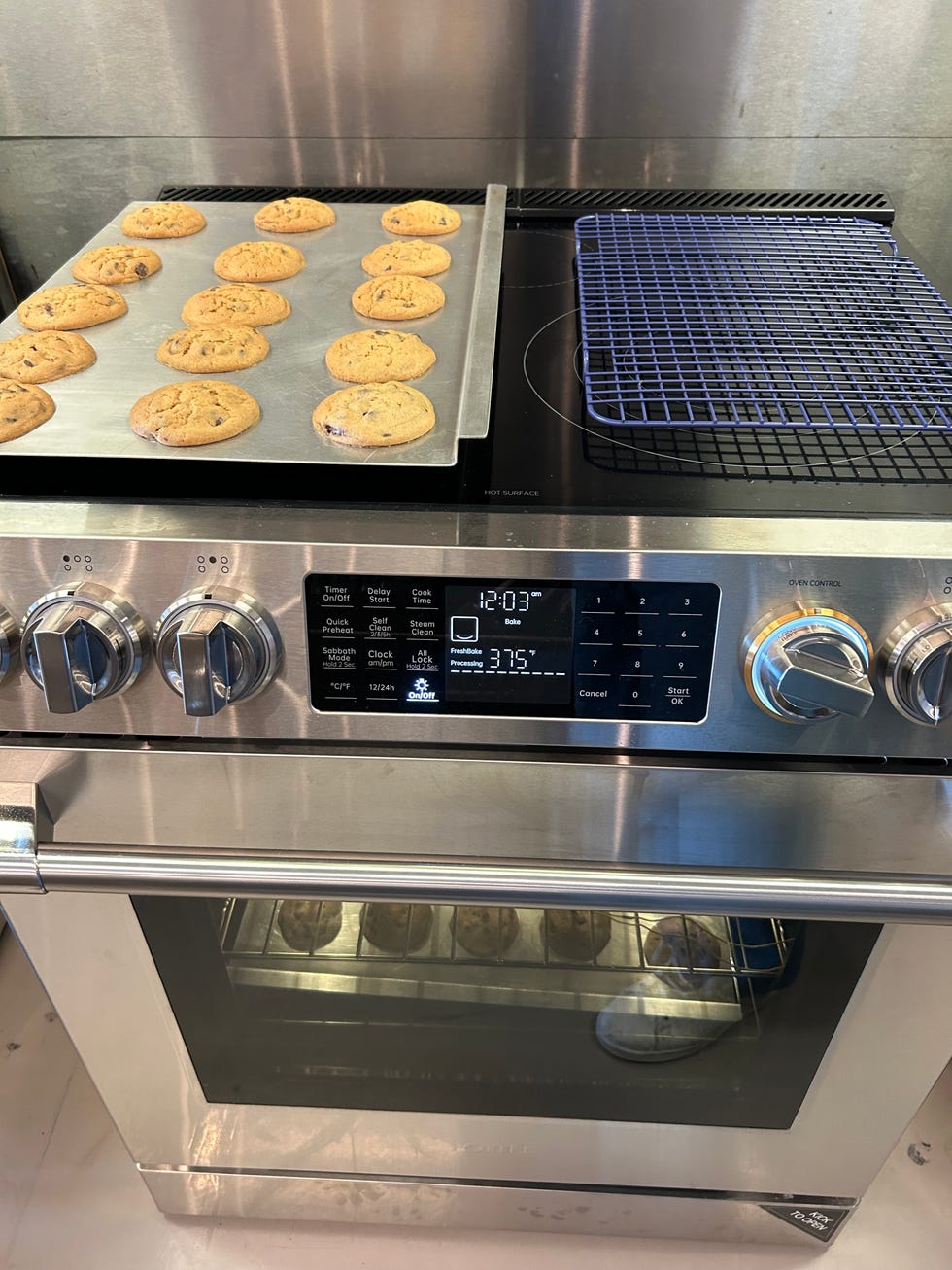 cookies baking in an electric oven during a good housekeeping lab test