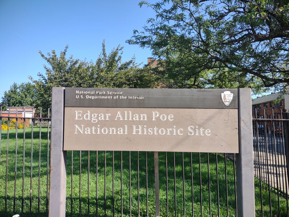 sign outside the edgar allan poe national historic site