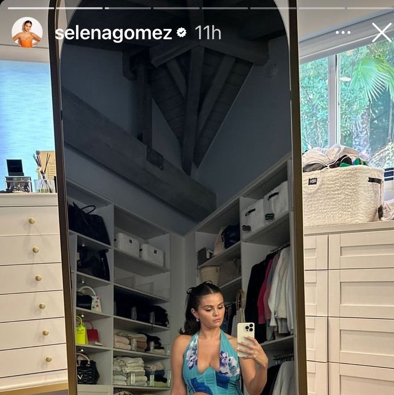 Selena Gomez Wears Viral Miaou Corset and No Pants in Mirror Selfie