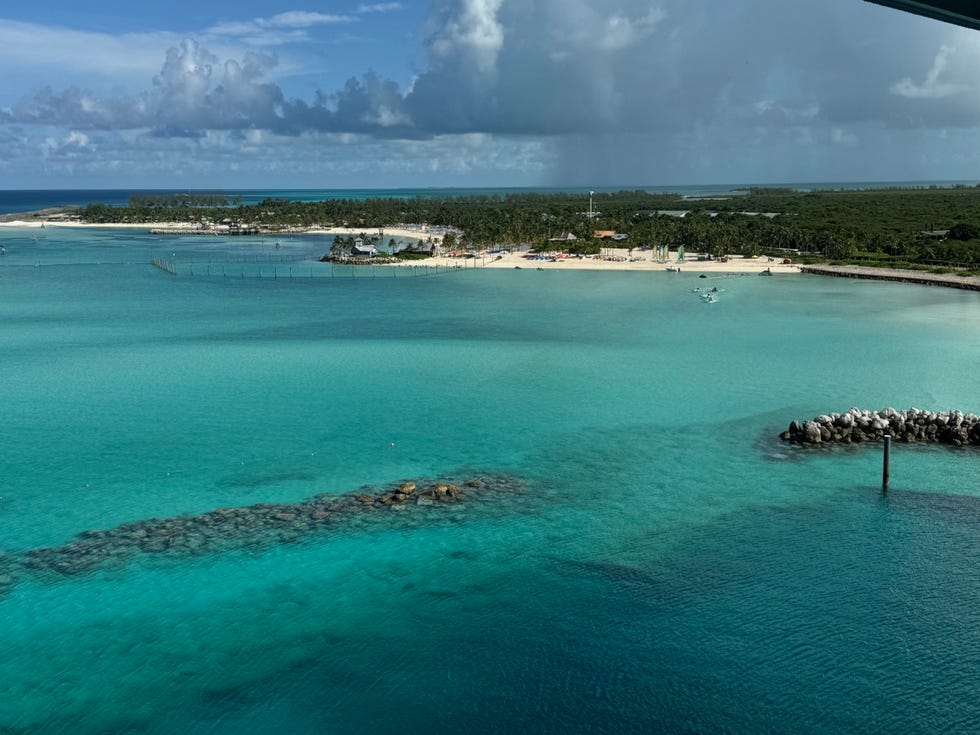 a view of disney castaway cay from onboard the disney wish