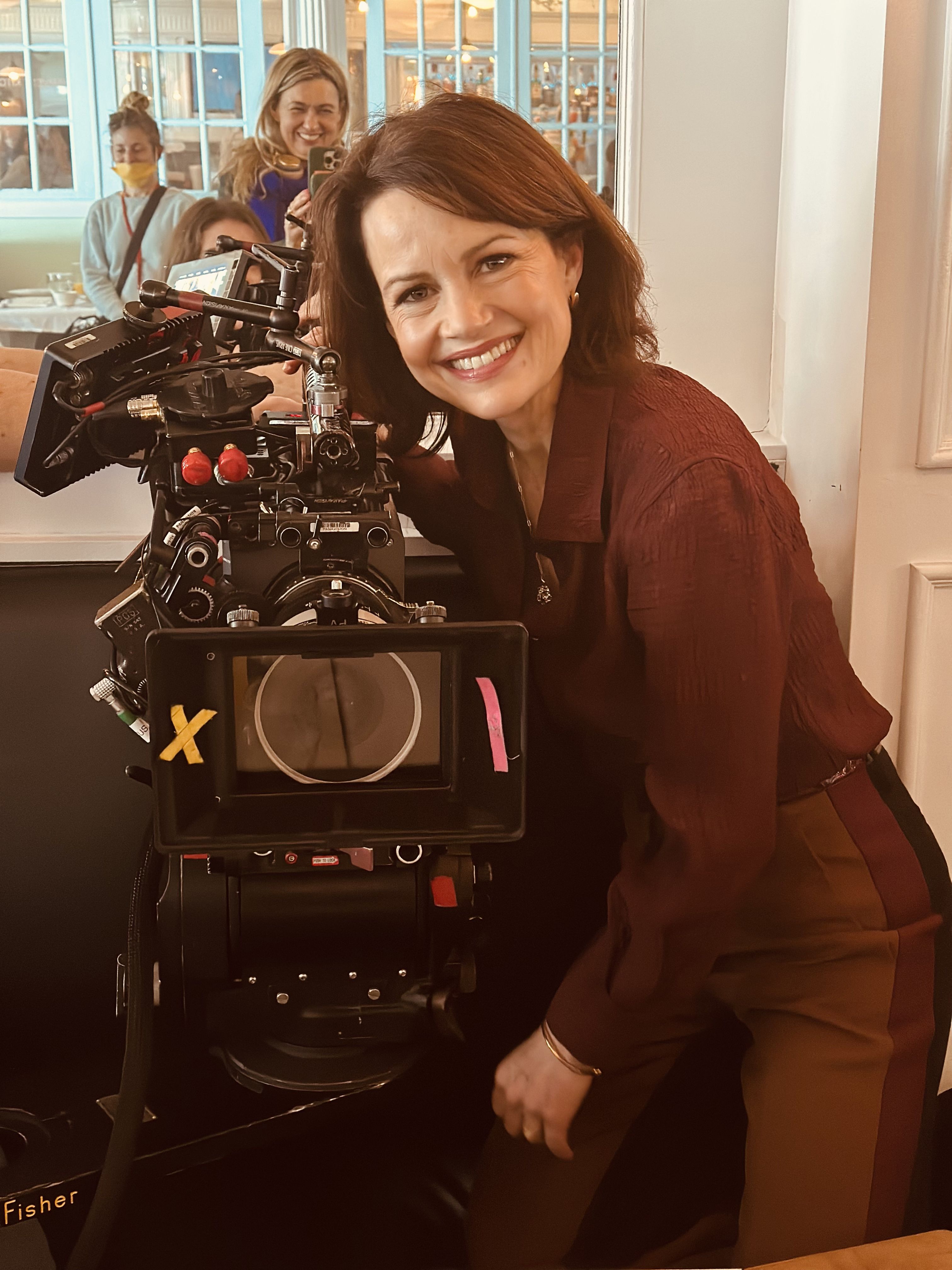 The Girls on the Bus Set Photos with Carla Gugino