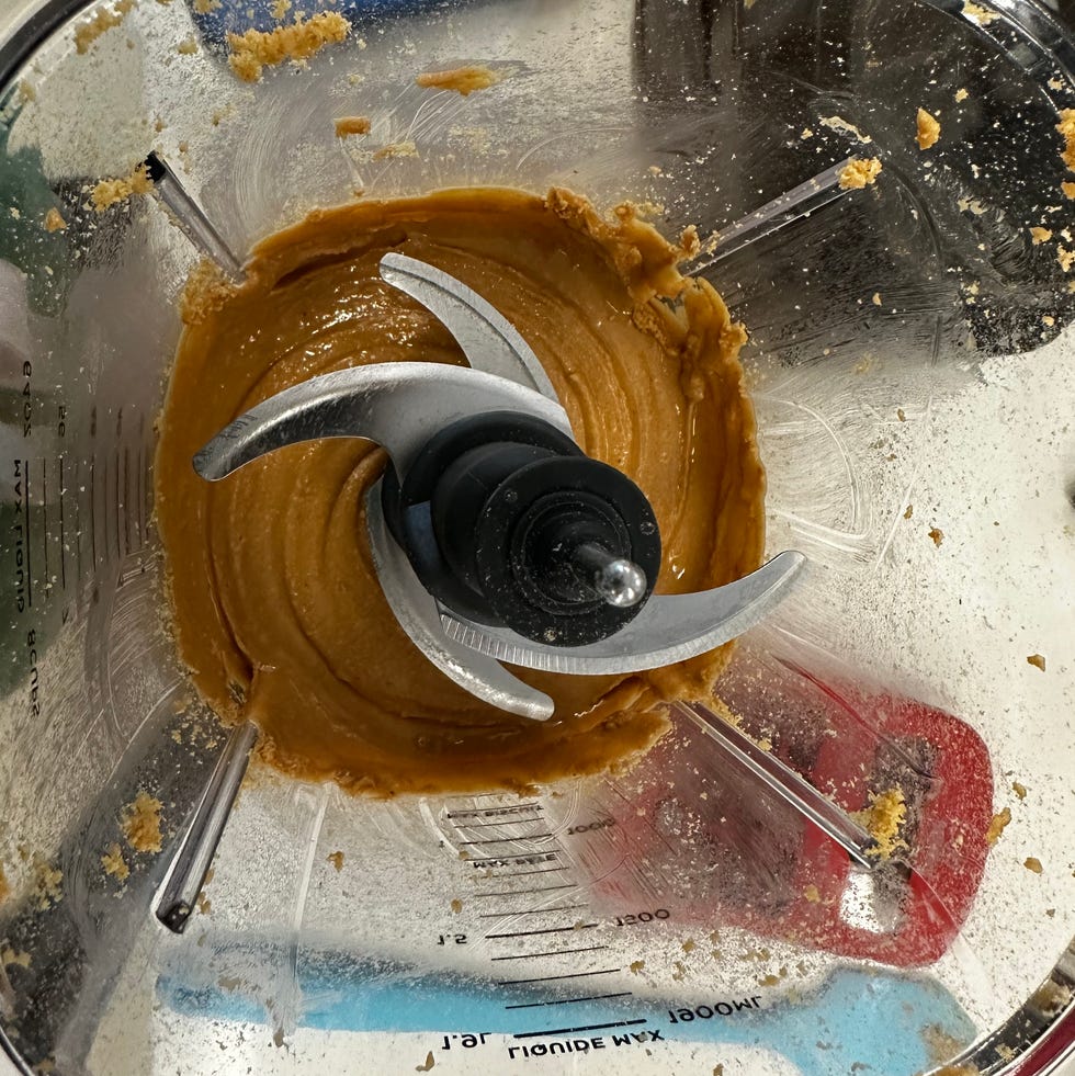 Grinding peanut butter in ninja blender peanut butter inside of ninja blender
