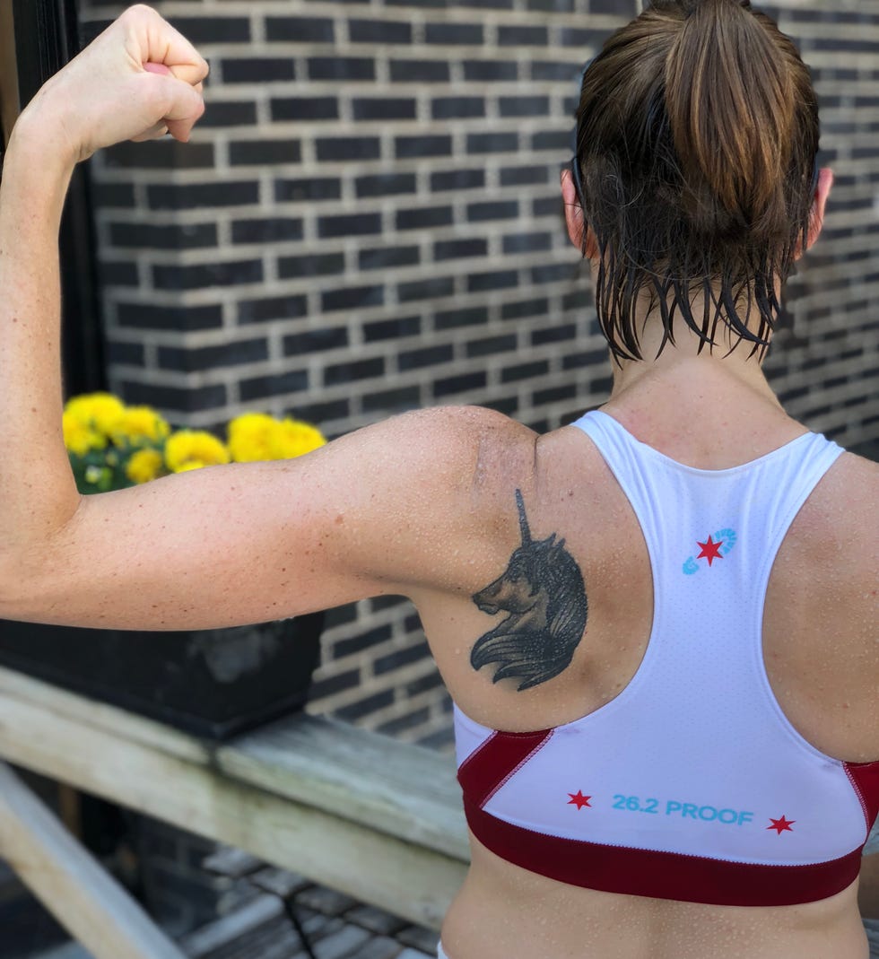 Shoulder, Arm, Undergarment, Muscle, Back, Tattoo, Joint, Undergarment, Neck, Physical fitness, 