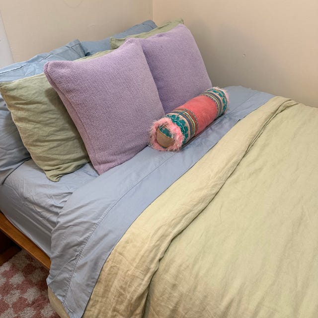 california design den sheets made on a bed