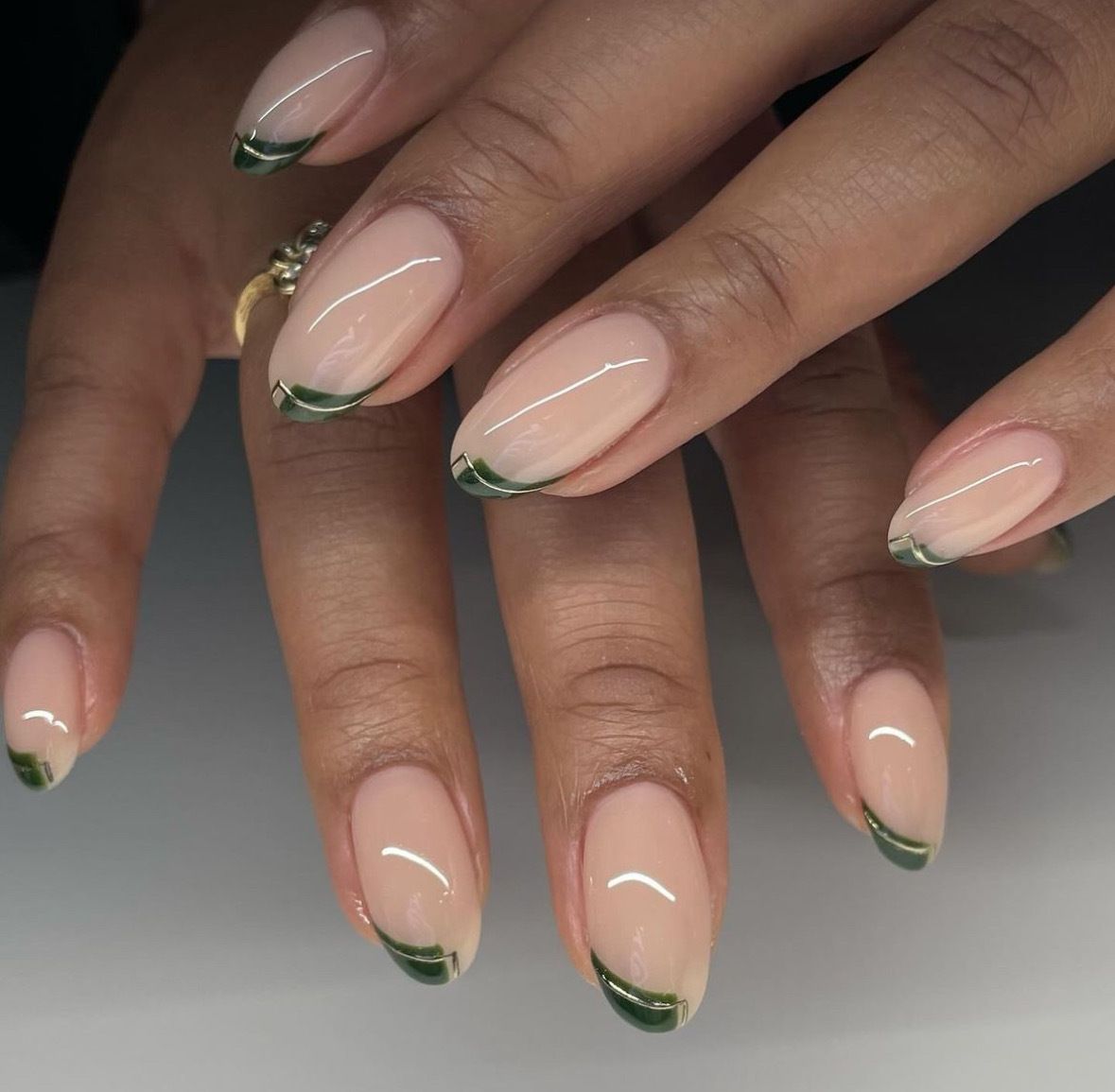 Buy Dark Forest Green Nails-matte Green-gold Nail Art-gold Flakes-long  Ballerina Nails Online in India - Etsy