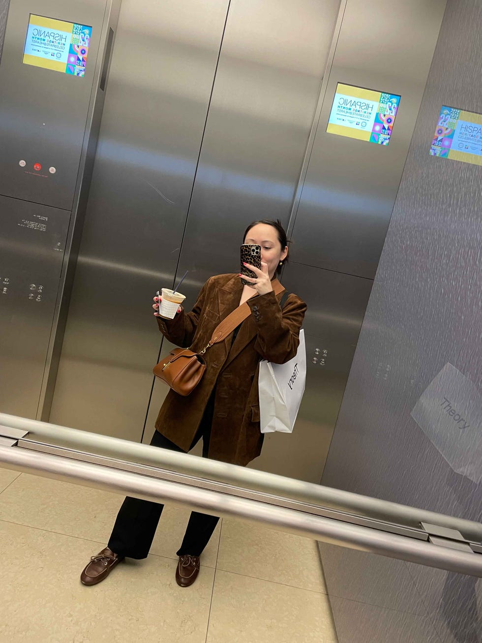 julie tong in miu miu boat shoes