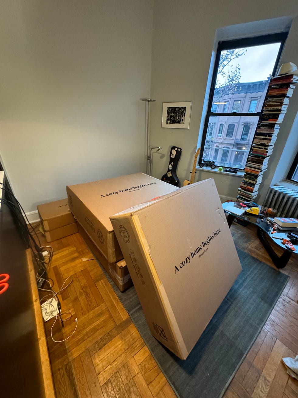 a photo of boxes of the albany park kova sofa, good housekeeping's kova sofa review