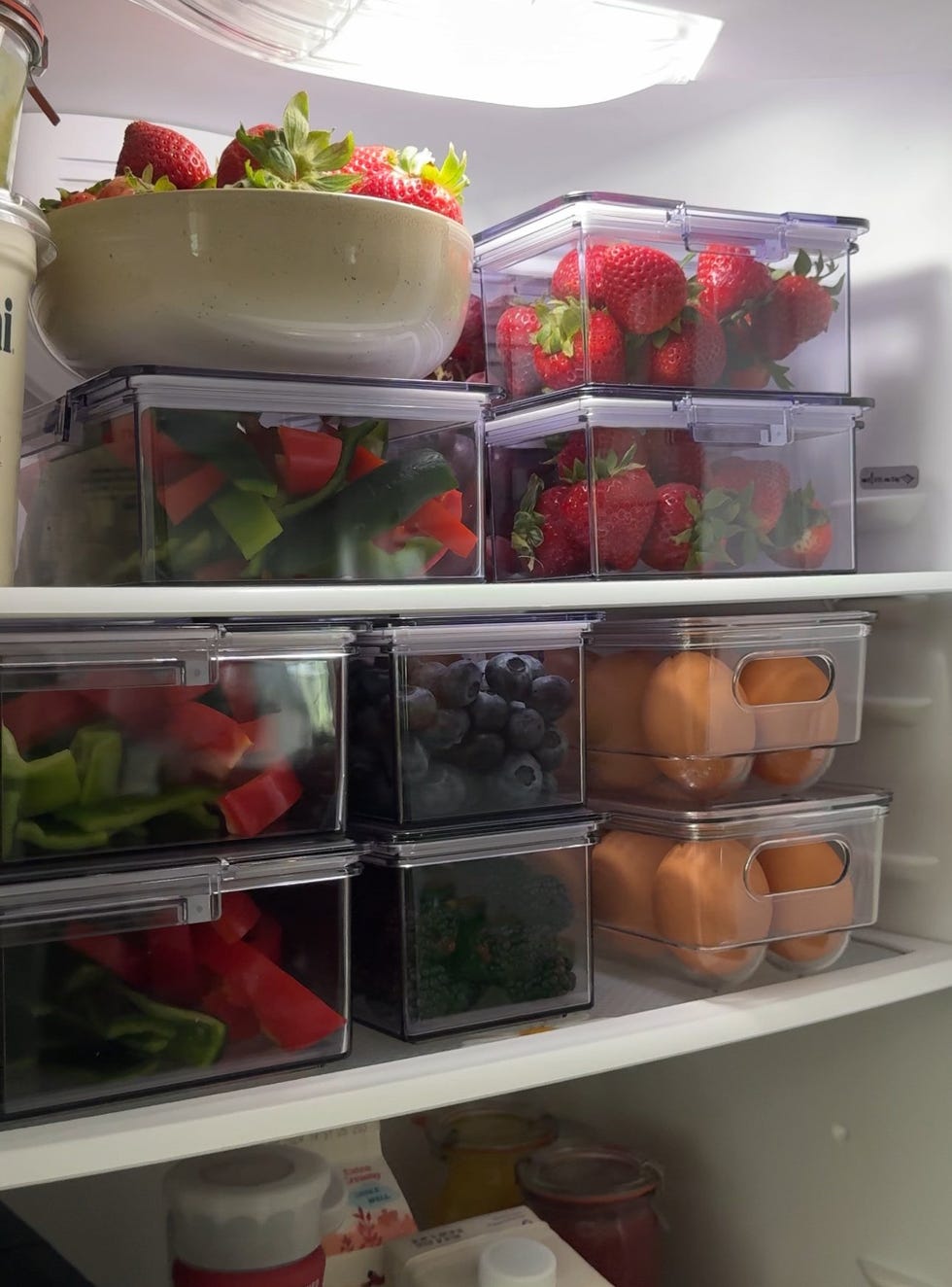 organized food storage in a refrigerator