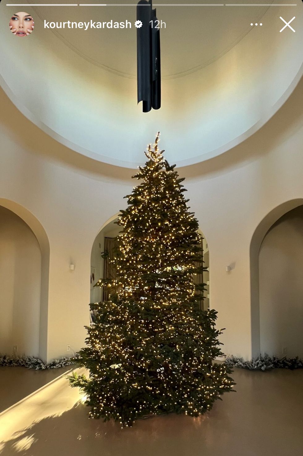 a christmas tree in a building