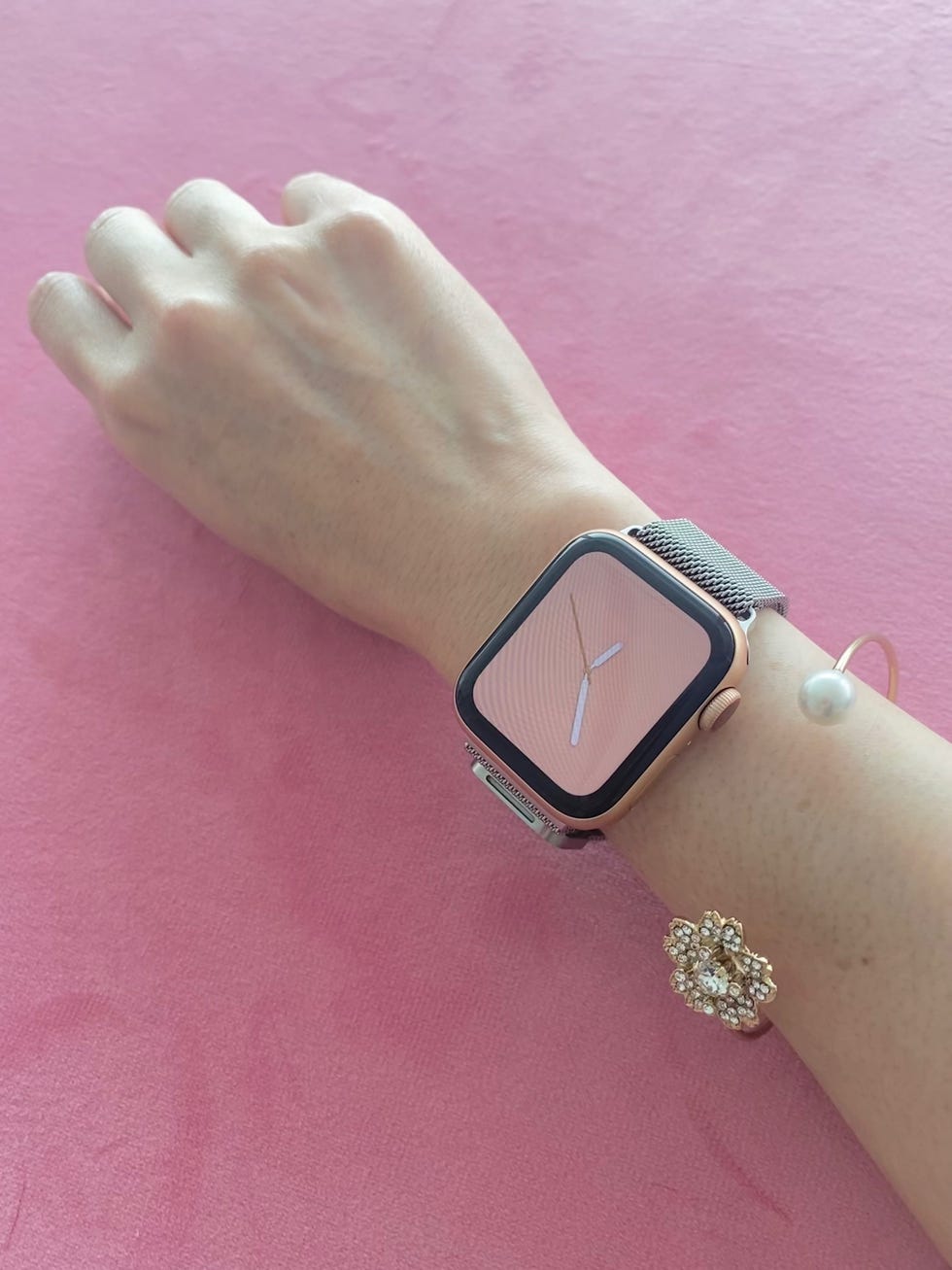 新品未使用　AppleWatchバンド　シュシュ　パール　ピンク