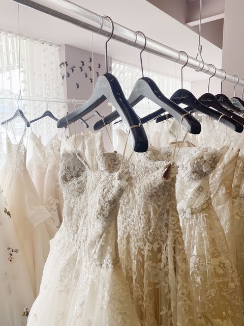 wedding dresses in warren barron bridal in dallas texas, where alex, paige, and ree drummond shopped for wedding dresses