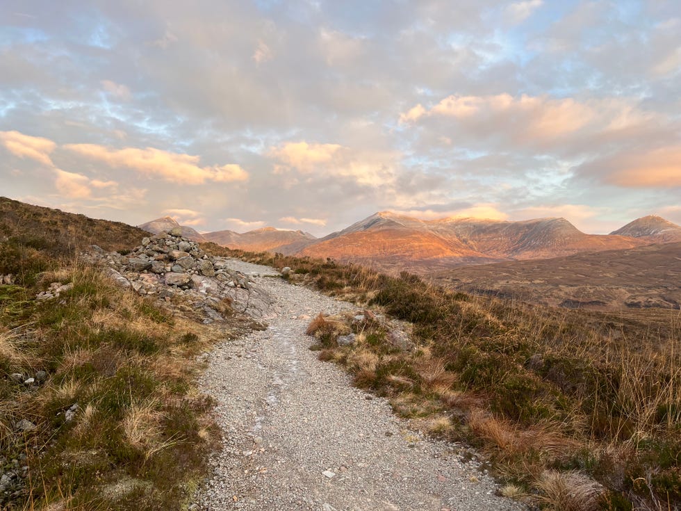 view of the scottish highlands from a trail