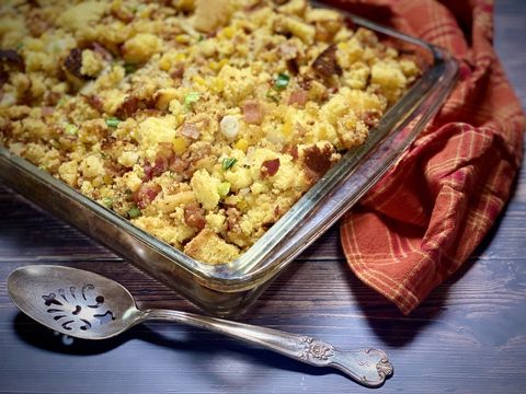 cornbread stuffing with maple and smoked bacon