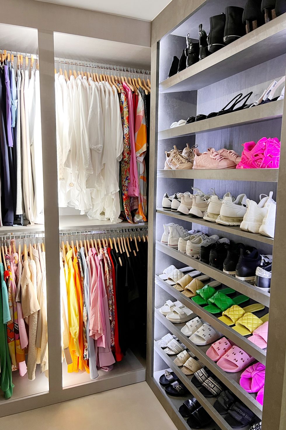Organizing a colorful closet