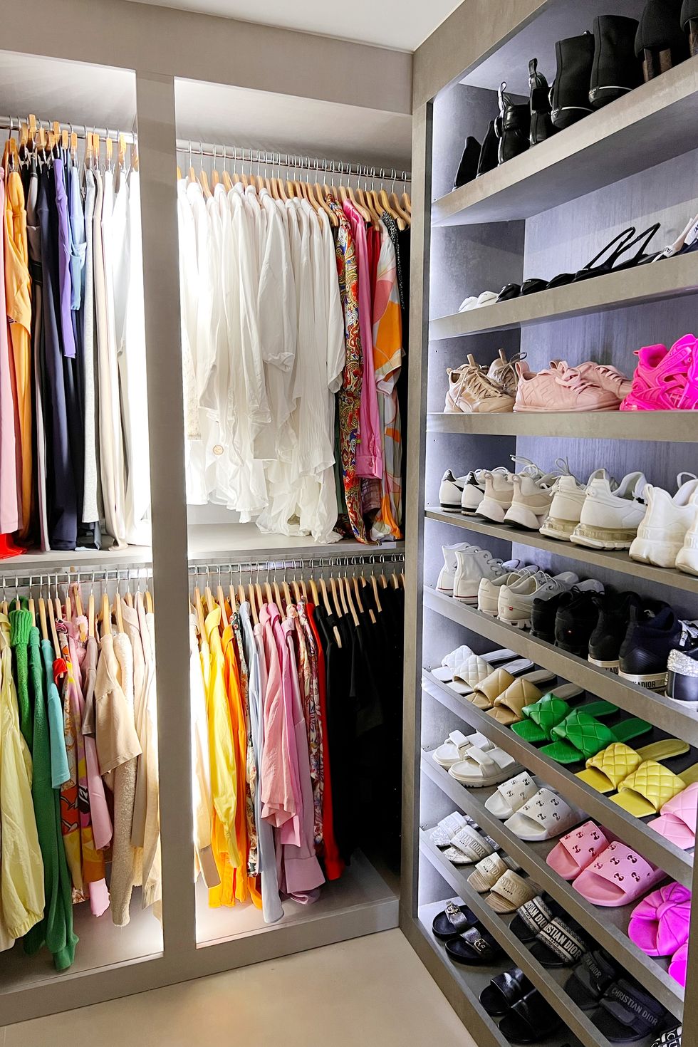 colorful closet organization