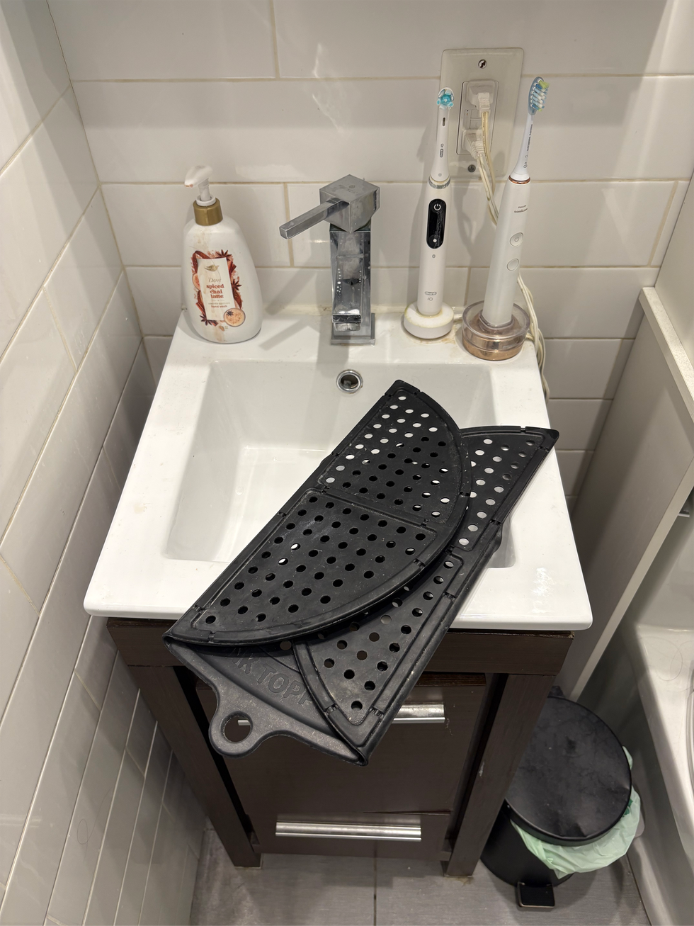 sink topper folded on my sink