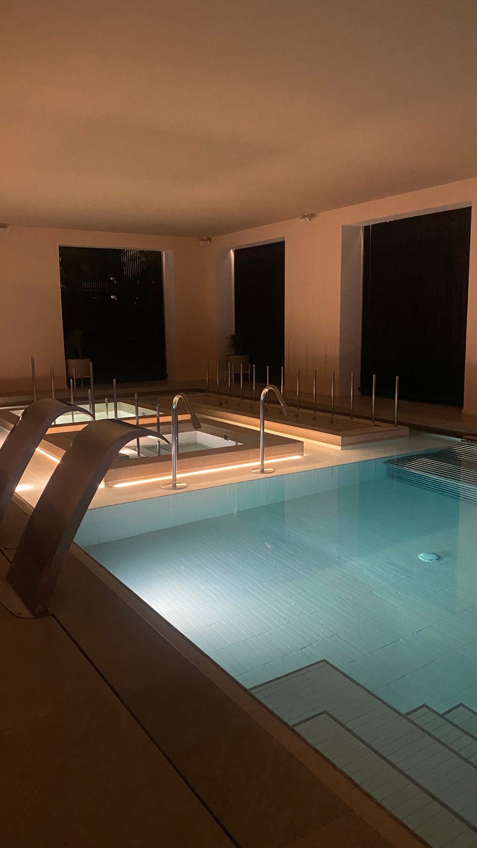 a swimming pool in a room